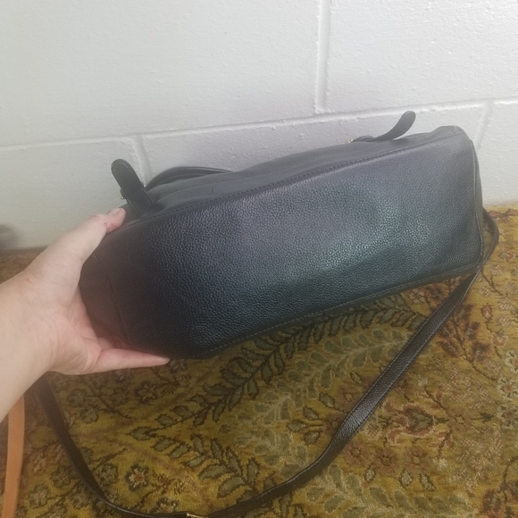 ORA DELPHINE black leather shoulder tote bag - Picture 5 of 11